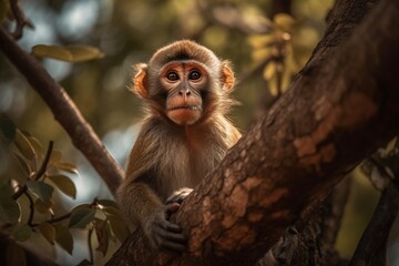 portrait of monkey on the forest
