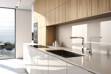 Fototapeta na wymiar modern kitchen with a minimalist design. Generative AI