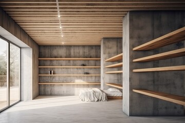 cozy bedroom with a rustic feel. Generative AI
