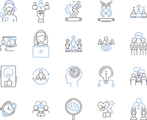 Education business outline icons collection. Education, Business, Learning, Training, Schools, Colleges, Classes vector and illustration concept set. Instructors, Tutors, Certification linear signs