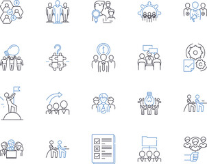 Workmates outline icons collection. Colleagues, Coworkers, Peers, Associates, Comrades, Teammates, Partners vector and illustration concept set. Friends, Laborers, Mates linear signs