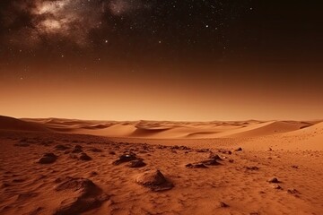 Fototapeta na wymiar desert landscape at night under a starry sky. Generative AI