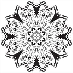 Flower Mandala. Vintage decorative elements. Oriental pattern, vector illustration. Islam, Arabic, Indian, moroccan,spain, turkish, pakistan, chinese, mystic, ottoman motifs. Coloring book page