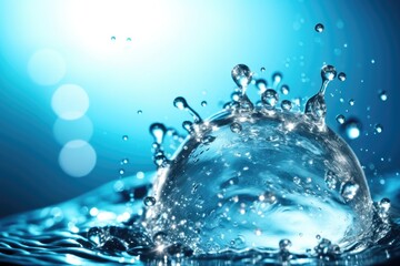 Fototapeta na wymiar single water droplet on a vivid blue background. Generative AI
