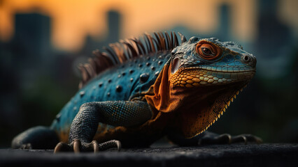 Obraz premium animals in the city - iguana