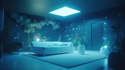 futuristic living room, chill trendy lo-fi style, generative ai