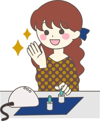 セルフジェルネイルを楽しむ女性