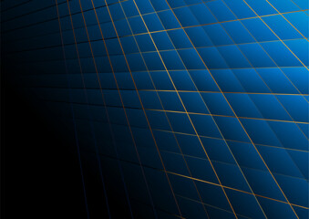 Dark blue stripes and golden lines abstract tech background. Vector design