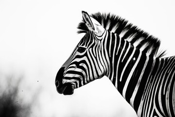Fototapeta na wymiar monochrome zebra in its natural habitat. Generative AI