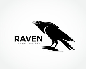 scream silhouette raven bird logo symbol design template illustration inspiration