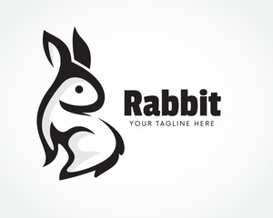 stand rabbit bunny looking back art logo design template illustration inspiration
