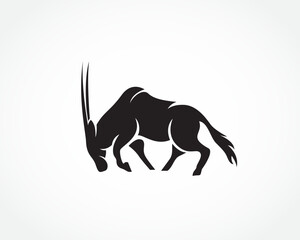 silhouette oryx ramming logo design template illustration inspiration