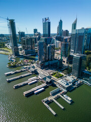 Aerial vertical shot of Perth CBD in daytime - 593411735