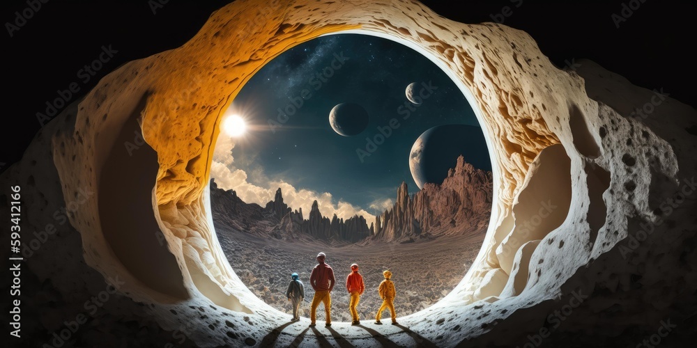 Wall mural outer planet landscape with from sci fi novel. superlative generative ai image.