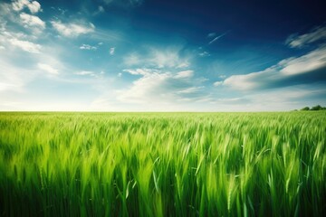 Fototapeta na wymiar serene landscape of green grass under a clear blue sky. Generative AI