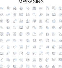Fototapeta premium Messaging outline icons collection. Texting, Chatting, Messaging, Instant, Emailing, Broadcasting, Alerts vector illustration set. Relaying, Communicating, Notifying linear signs