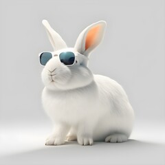 Obraz premium white rabbit on white background