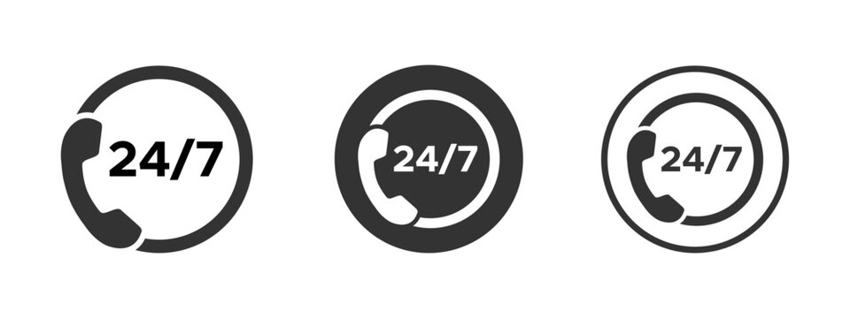 Twenty four seven call center support vector icons set