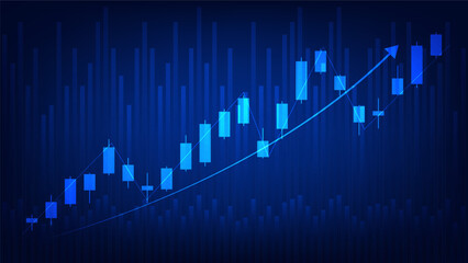 Financial business statistics with bar graph and candlestick chart show stock market price