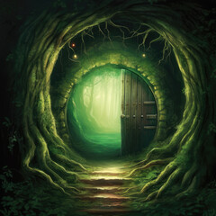 A fantasy fairy tale forest path. Generative Ai.