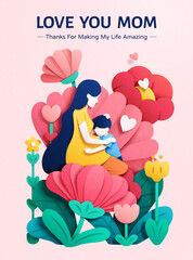 Mother's Day mom hugging son poster