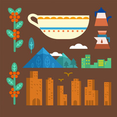 Coffee lifestyle element set