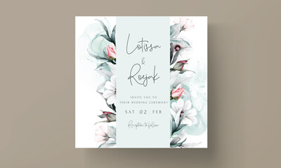 elegant white and maroon rose floral frame watercolor invitation card template