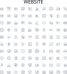 Website outline icons collection. Website, Webpage, Site, Portal, Web, homepage, Page vector illustration set. URL, Domain, Online linear signs