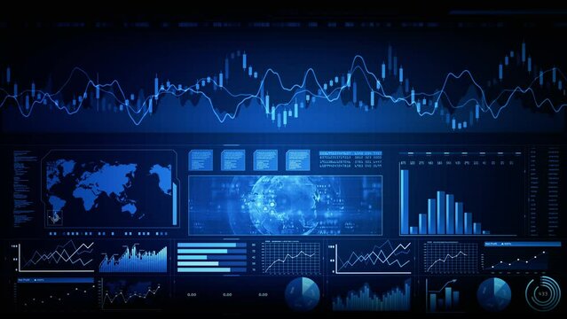 Global market data and Infographics animation, with infographics background, business and market data analysis and reports, Digital data graph processing investment and business statistics.