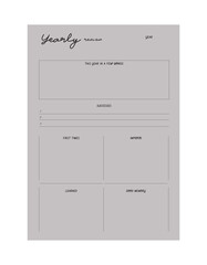 Yearly Planner. Make your day more easily and happy. Vector Print template.