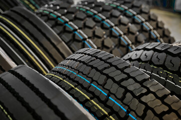 Different tyres with marking lines