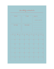 monthly schedule planner. Make your day more easily and happy. Vector Print template.