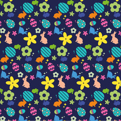 seamless pattern with flowers and bunny, Easter day