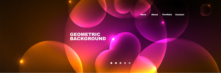 Neon glowing bubbles, circles magic energy space light concept, abstract background wallpaper design