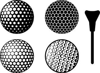  Multiple style and shape Golf ball icons with T. Easy to reuse for sports club and sports item manufactures flyer, poster and banner.