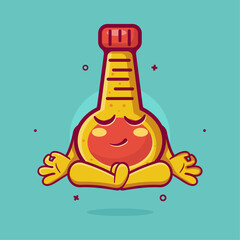 calm mayonnaise bottle character mascot with yoga meditation pose isolated cartoon in flat style design