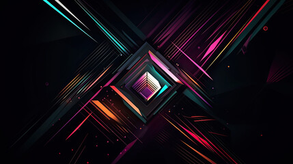 Abstract Background with Glowing Lines Around Diamond Center AI Generative Art