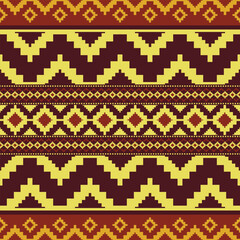 Aztec tribal retro colorful geometric pattern. Vector aztec tribal geometric shape seamless pattern Thai colorful style. Ethnic traditional pattern use for fabric, textile, home decoration elements.