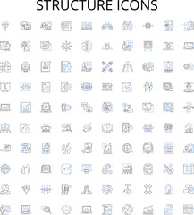 Structure icons outline icons collection. Icons, Structure, Symbols, Shapes, Pictures, Images, Signs vector illustration set. Stylized, Geometric, Graphical linear signs