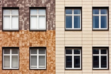 Fototapeta premium Colorful Building with Shutters and Windows. Generative AI