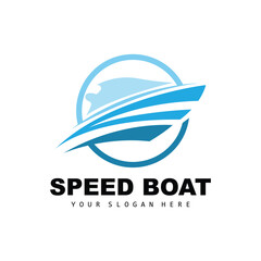 Speed Boat Logo, Fast Cargo Ship Vector, Sailboat, Design For Ship Manufacturing Company, Waterway Shipping, Marine Vehicles, Transportation
