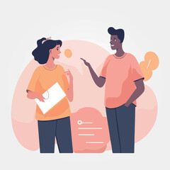 man and woman talking, vector illustration