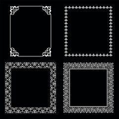 Set of decorative frames Elegant vector element for design in Eastern style, place for text. Floral black and white borders. Lace illustration for invitations and greeting cards.