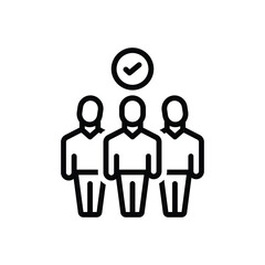 Black line icon for related 