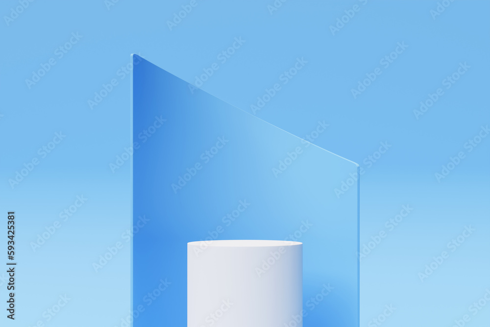 Fototapete white realistic 3d cylinder pedestal podium. abstract rendering geometric platform. product display 