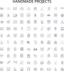 Handmade projects outline icons collection. handmade, project, DIY, crafting, creativity, design, tool vector illustration set. material, texture, color linear signs