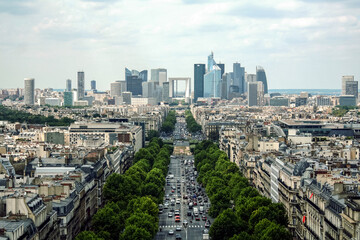 PARIS, FRANCE - JULY 11, 2011: La Defense Business district with its Arch (Grande Arche) seen from...