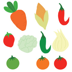 Big set of vector vegetables in cartoon style. vegetables character isolated on white background