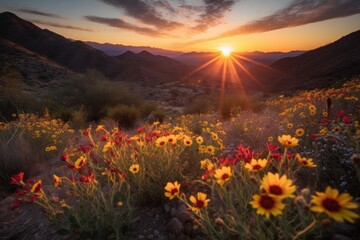 Super Bloom Sunset in Southern California Canyon