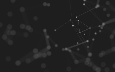 Abstract background. Molecules technology with polygonal shapes, connecting dots and lines. Connection structure. Big data visualization.